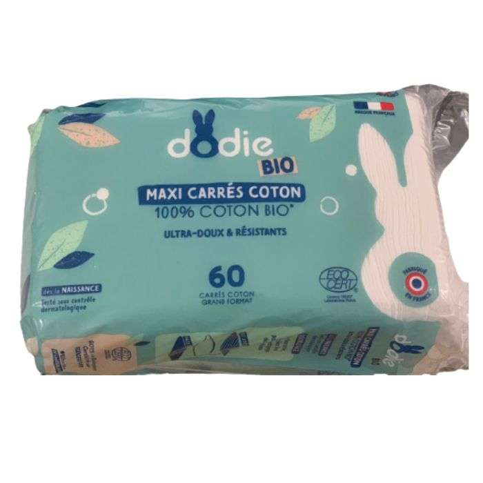 DODIE MAXI CARRES COTON 3EN1 SIEGE VISAGE MAINS 100% COTON BIO X60U