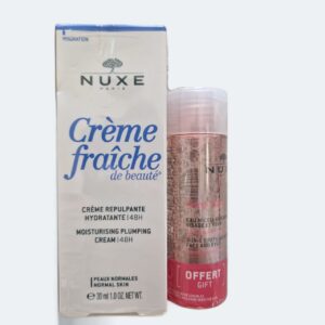 NUXE Crème Fraîche de beauté - Crème Riche repulpante hydratante 48H 30ml + Eau Micellaire Apaisante 3 en 1 Offerte