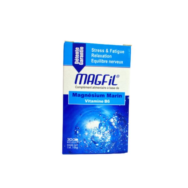 Magfil Magnésium & Vitamine B6 30 gélules – Complément alimentaire pour énergie et bien-être musculaire – Parapharmacie Kénitra Maroc