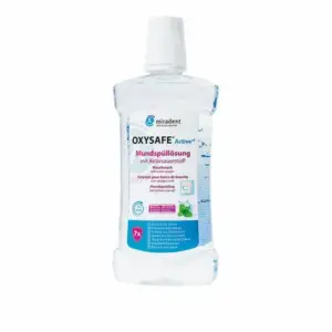 Miradent OxySafe Active +F 500 ml, bain de bouche oxygéné avec fluor pour hygiène buccale et haleine fraîche, disponible à Kénitra