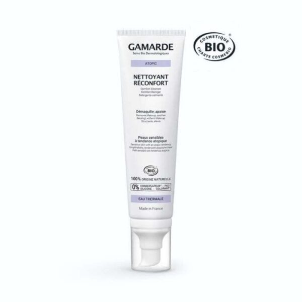 Gamarde Nettoyant Réconfort 100 ml, nettoyant doux apaisant pour peaux sensibles, respecte l'équilibre cutané, disponible à Kénitra au Maroc