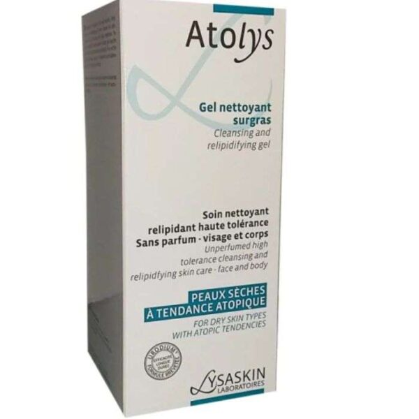 LCA-Pharma Lysaskin Atolys gel nettoyant surgras 200 ml, soin doux nettoyant et hydratant pour peaux sensibles, disponible à Kénitra Maroc