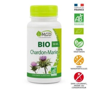 MGD Chardon-Marie Bio 90 gélules, complément naturel pour détoxification du foie et bien-être, disponible en parapharmacie Kénitra