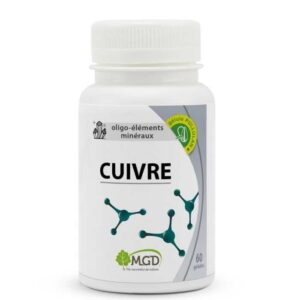 MGD Cuivre 60 gélules, complément pour soutien du système immunitaire et santé des tissus, disponible en parapharmacie à Kénitra