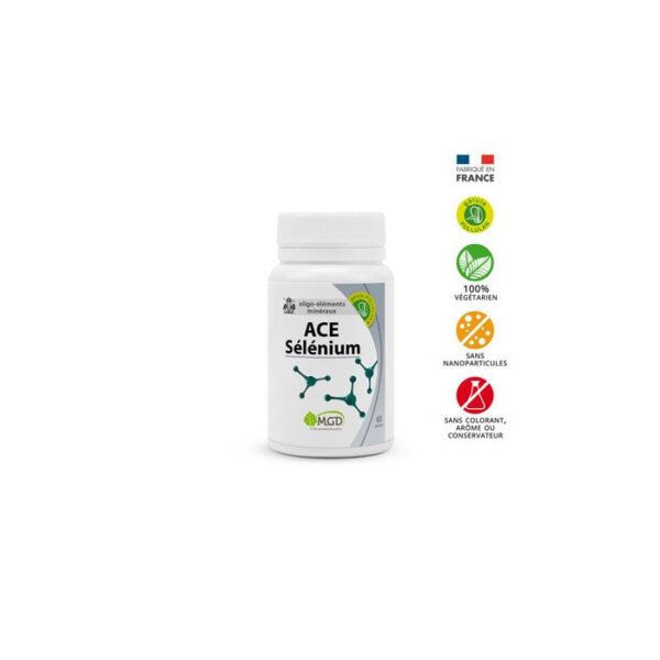 MGD Nature Ace Sélénium 60 gélules, complément antioxydant pour protection cellulaire et vitalité, disponible en parapharmacie Kénitra