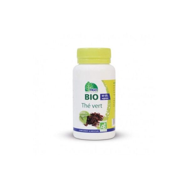 MGD Nature Bio Thé Vert 60 gélules, complément naturel antioxydant pour vitalité et bien-être, disponible en parapharmacie Kénitra