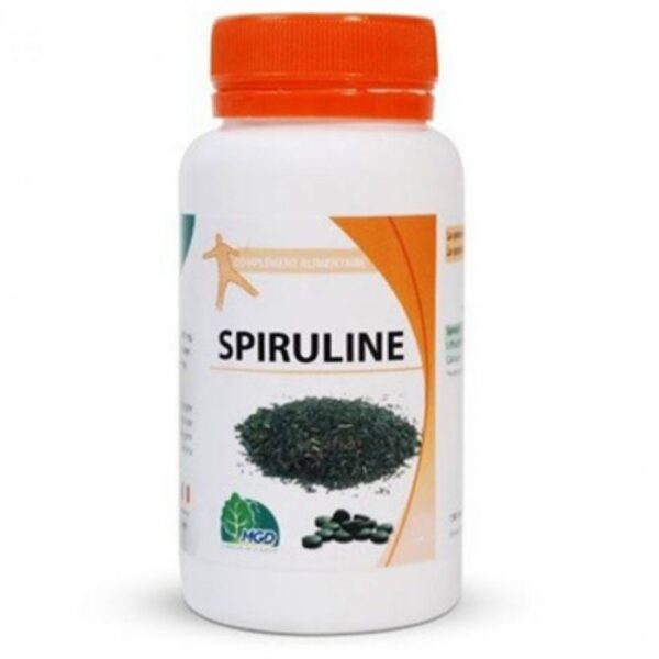 MGD Spiruline 100 gélules, complément naturel riche en nutriments pour tonus et vitalité, disponible en parapharmacie à Kénitra