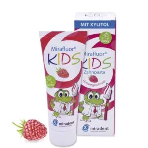 Miradent Dentifrice enfants goût framboise 75 ml, formule douce pour protection des dents et gencives, disponible en parapharmacie Kénitra