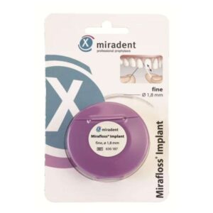 Miradent Mirafloss Implant fil dentaire , idéal pour soins autour des implants, nettoyage précis, disponible à Kénitra