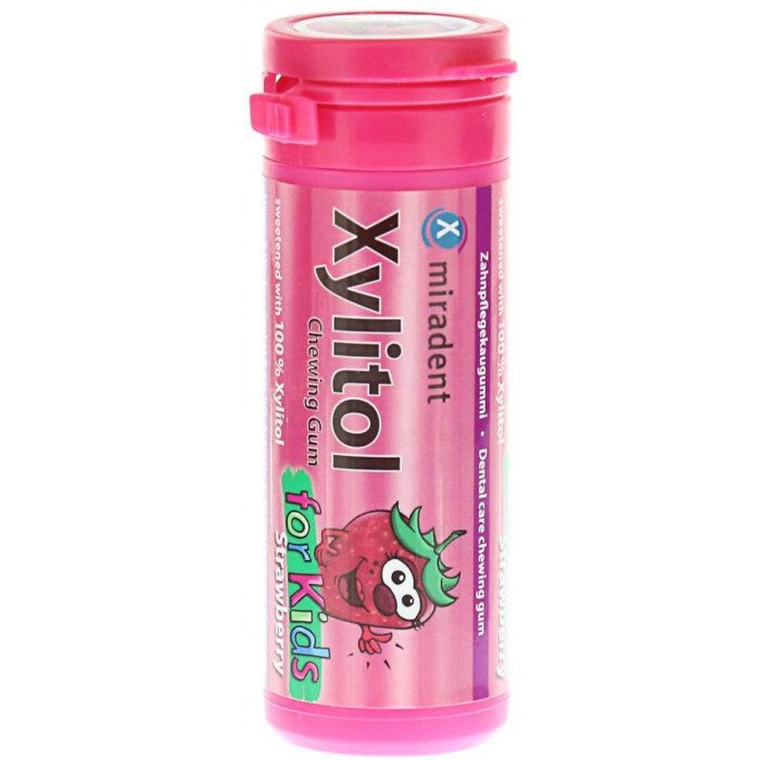 miradent-miradent-xylitol-30-chewing-gum-fraise-kids-confiserie Miradent Xylitol 30 chewing-gums fraise Kids, chewing-gums sans sucre pour enfants, favorisent hygiène bucco-dentaire, disponibles à Kénitra