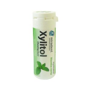 Miradent Xylitol Chewing Gum menthe verte 30 pièces, chewing-gum sans sucre pour fraîcheur et hygiène bucco-dentaire, disponible à Kénitra