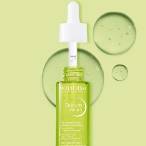 Sérum lissant Bioderma Sébium, 30 ml, réduit les imperfections, affine le grain de peau et améliore l'éclat du teint, idéal pour les peaux à tendance acnéique, disponible en parapharmacie à Kénitra et parapharmacie en ligne.
