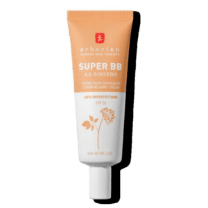 BB crème Erborian au ginseng teinte dorée, protection SPF20, hydrate et unifie la peau pour un teint lumineux et naturel, disponible en parapharmacie à Kénitra et parapharmacie en ligne.