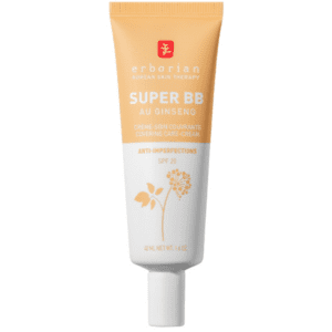 BB crème Erborian au ginseng teinte dorée, protection SPF20, hydrate et unifie la peau pour un teint lumineux et naturel, disponible en parapharmacie à Kénitra et parapharmacie en ligne.