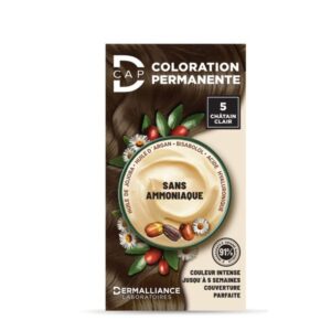 Coloration permanente D-Cap n°5 Châtain Clair, couleur naturelle et couvrante pour cheveux, idéale pour un résultat uniforme et lumineux, disponible en parapharmacie à Kénitra et parapharmacie en ligne.