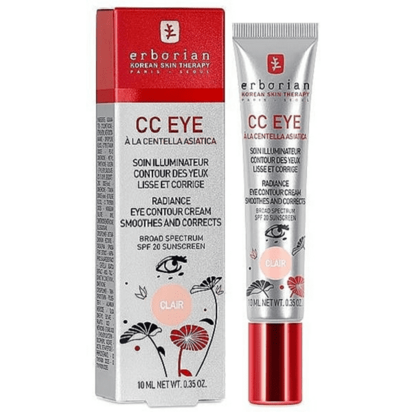 Soin illuminateur contour des yeux Erborian CC Eye à la Centella, teinte claire, avec SPF20, hydrate, illumine et protège la peau délicate du contour des yeux, disponible en parapharmacie à Kénitra et parapharmacie en ligne.