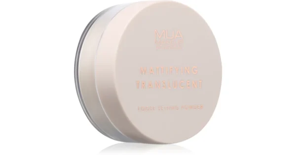 Poudre libre fixante MUA Professional Mattifying Translucent, matifie le teint tout en fixant le maquillage pour une tenue longue durée, disponible en parapharmacie à Kénitra et parapharmacie en ligne.