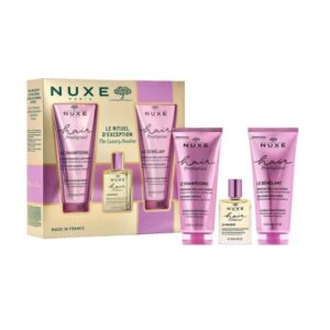 Coffret Nuxe Le Rituel d'Exception Cheveux, soins nourrissants et réparateurs pour cheveux secs et abîmés, disponible en parapharmacie à Kénitra et parapharmacie en ligne.