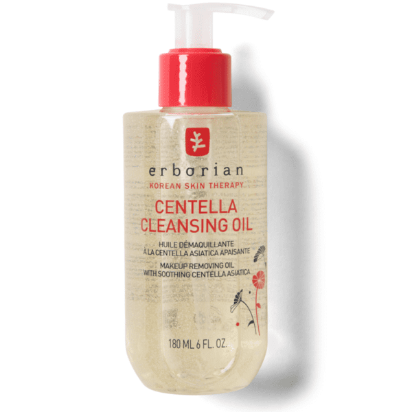 Huile démaquillante Erborian Centella Cleansing Oil 180 ml, nettoie en douceur et apaise la peau grâce à la centella asiatica, disponible en parapharmacie à Kénitra et parapharmacie en ligne.