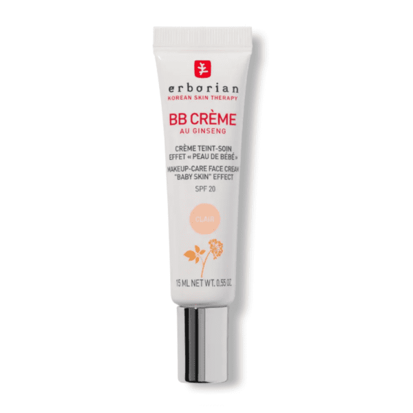 BB crème Erborian au ginseng teinte claire avec SPF20, hydrate, unifie et protège la peau pour un teint lumineux et naturel, disponible en parapharmacie à Kénitra et parapharmacie en ligne.