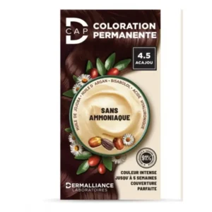 Coloration permanente D-Cap 4.5 Acajou, couleur riche et durable pour cheveux, disponible en parapharmacie à Kénitra et parapharmacie en ligne.