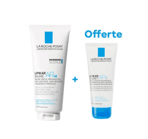 Pack La Roche-Posay Lipikar Baume AP+M 200 ml avec Syndet AP+ crème lavante 100 ml offerte, soin hydratant et apaisant pour peaux très sèches et sensibles, disponible en parapharmacie à Kénitra et parapharmacie en ligne.