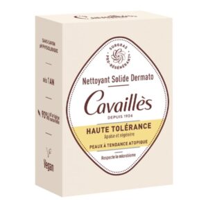 Nettoyant solide Rogé Cavaillès dermatologique haute tolérance 100 g, adapté aux peaux atopiques, nettoie en douceur sans agresser, disponible en parapharmacie à Kénitra et parapharmacie en ligne.