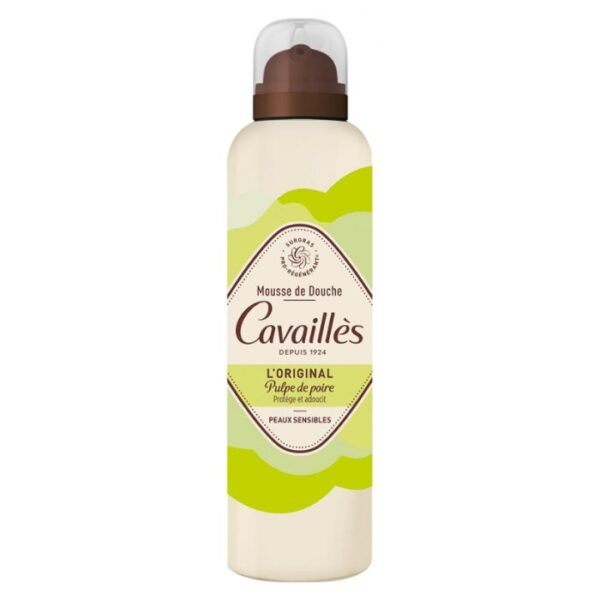Mousse de douche Rogé Cavaillès Original Pulpe de Poire 200 ml, nettoyant doux et hydratant avec un parfum frais et fruité, disponible en parapharmacie à Kénitra et parapharmacie en ligne.