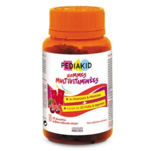 Gommes multivitamines Pediakid 60 oursons, complément alimentaire pour enfants favorisant la croissance et le système immunitaire, disponible en parapharmacie à Kénitra et parapharmacie en ligne.