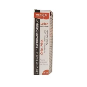 Lotion anti-chute Maelys 75 ml, énergisante et fortifiante pour cheveux fragiles, aide à prévenir la chute, disponible en parapharmacie à Kénitra et parapharmacie en ligne.