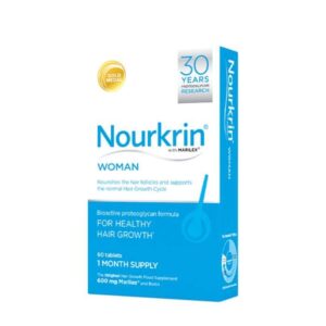 Complément alimentaire Nourkrin Woman comprimés, soutien la santé et la beauté des cheveux chez la femme, disponible en parapharmacie à Kénitra et parapharmacie en ligne.