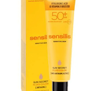 Sensilis Sun Secret SPF 50+ 50 ml, fluide solaire teinté, protection UV, peau sensible, parapharmacie Kénitra, en ligne