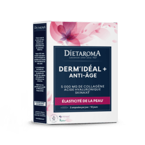 Dietaroma DermIdéal 5000 mg 20 ampoules, collagène acide hyaluronique, anti-âge, peau ferme, parapharmacie Kénitra, en ligne