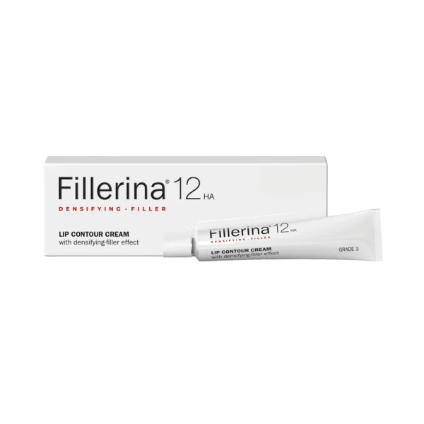 Crème contour des lèvres Fillerina 12 HA Grade 3, soin densifiant et hydratant, disponible en parapharmacie Kénitra et parapharmacie en ligne.