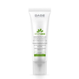 Fluide kératolytique Babé Stop AKN – soin visage pour peaux à tendance acnéique, disponible en parapharmacie à Kénitra