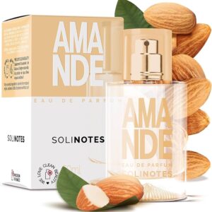 Solinotes Eau de Parfum Almond 50 ml, parfum gourmand et doux aux notes amandées, pour une fragrance chaleureuse et délicate, disponible en parapharmacie à Kénitra et sur notre parapharmacie en ligne