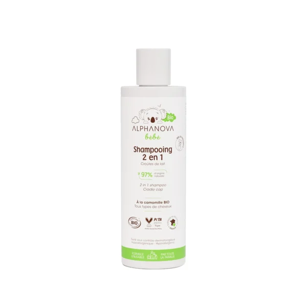ALPHANOVA Shampooing 2 en 1 bébé certifié bio, nettoyant doux cheveux et corps, disponible en parapharmacie à Kénitra et sur notre parapharmacie en ligne