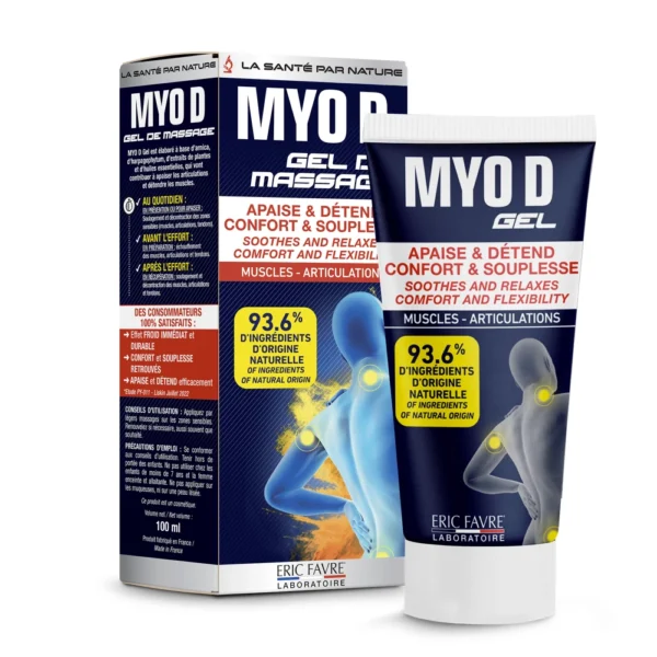 Eric Favre Myo D Gel 100 ml, gel relaxant musculaire, disponible en parapharmacie à Kénitra et sur notre parapharmacie en ligne