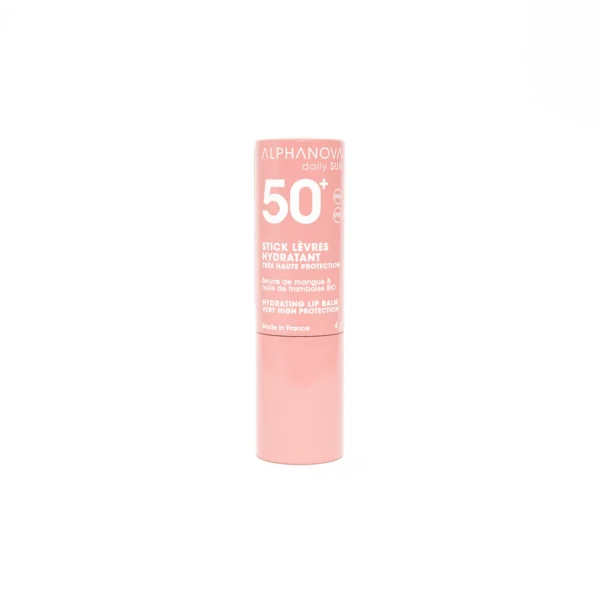 ALPHANOVA Stick lèvres hydratant SPF 50+, protection solaire naturelle, disponible en parapharmacie à Kénitra et sur notre parapharmacie en ligne