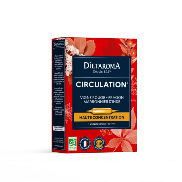 DIETAROMA C.I.P. Circulation, complément naturel pour la circulation sanguine, 20 ampoules, disponible en parapharmacie à Kénitra et sur notre parapharmacie en ligne