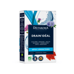 DIETAROMA DrainIdeal Bio, complément naturel détoxifiant, 20 ampoules, disponible en parapharmacie à Kénitra et sur notre parapharmacie en ligne