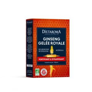 DIETAROMA Ginseng Gelée Royale, complément tonique naturel en 20 ampoules, disponible en parapharmacie à Kénitra et sur notre parapharmacie en ligne