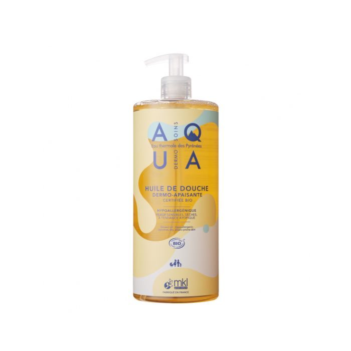 mkl-aqua-huile-de-douche-dermo-apaisante-1-l MKL AQUA Huile de Douche Dermo-Apaisante 1 L, nettoyant relipidant et apaisant pour peaux sensibles ou réactives, idéale pour un usage quotidien, disponible en parapharmacie à Kénitra et sur notre parapharmacie en ligne