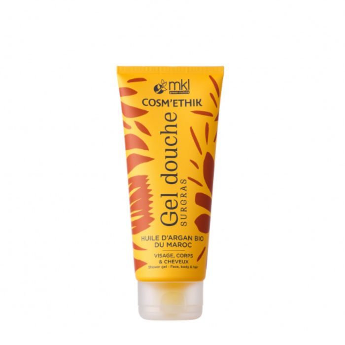 mkl-cosmethik-gel-douche-surgras-huile-argan-bio-du-maroc-200-ml (1) MKL Cosm’éthik Gel Douche Surgras Huile d’Argan Bio du Maroc 200 ml, nettoyant nourrissant au parfum oriental, enrichi en huile d’argan biologique, idéal pour les peaux sèches, disponible en parapharmacie à Kénitra et sur notre parapharmacie en ligne