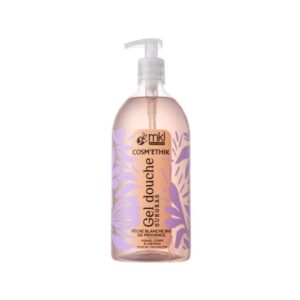MKL Cosm’éthik Gel Douche Surgras Pêche Blanche de Provence 1 L, nettoyant doux et nourrissant au parfum fruité délicat, idéal pour les peaux sensibles, disponible en parapharmacie à Kénitra et sur notre parapharmacie en ligne