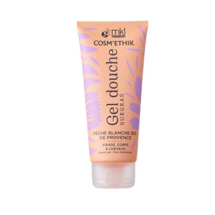 mkl-cosmethik-gel-douche-surgras-peche-blanche-de-province-200-ml MKL Cosm’éthik Gel Douche Surgras Pêche Blanche de Provence 200 ml, nettoyant doux et nourrissant au parfum fruité délicat, idéal pour les peaux sensibles, disponible en parapharmacie à Kénitra et sur notre parapharmacie en ligne