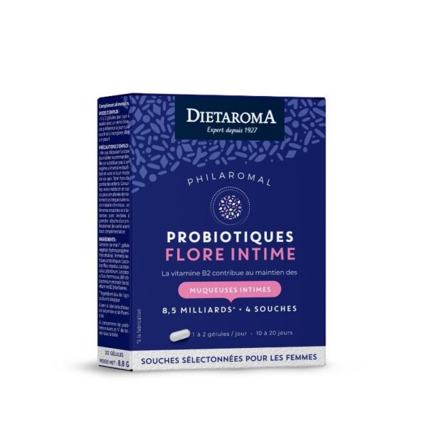 DIETAROMA Philaromal Flore Intime, complément naturel pour l’équilibre de la flore intime, 20 gélules, disponible en parapharmacie à Kénitra et sur notre parapharmacie en ligne