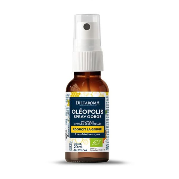 DIETAROMA Oléopolis Spray Gorge 20 ml, soin apaisant naturel pour la gorge, disponible en parapharmacie à Kénitra et sur notre parapharmacie en ligne