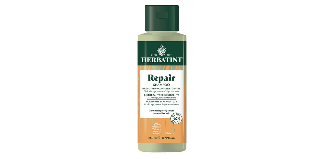 téléchargement Herbatint Repair Shampoo, shampoing réparateur pour cheveux secs et abîmés, à base d’ingrédients naturels, disponible en parapharmacie à Kénitra et sur notre parapharmacie en ligne