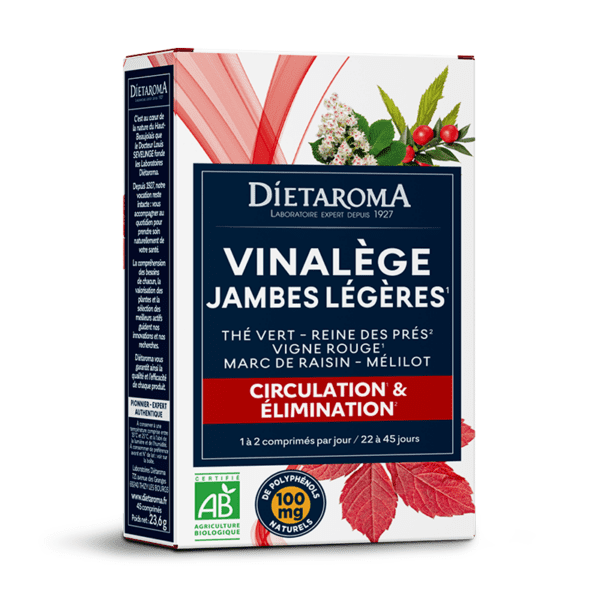 DIETAROMA Vinalège Circulation, complément naturel pour la circulation sanguine, 45 comprimés, disponible en parapharmacie à Kénitra et sur notre parapharmacie en ligne